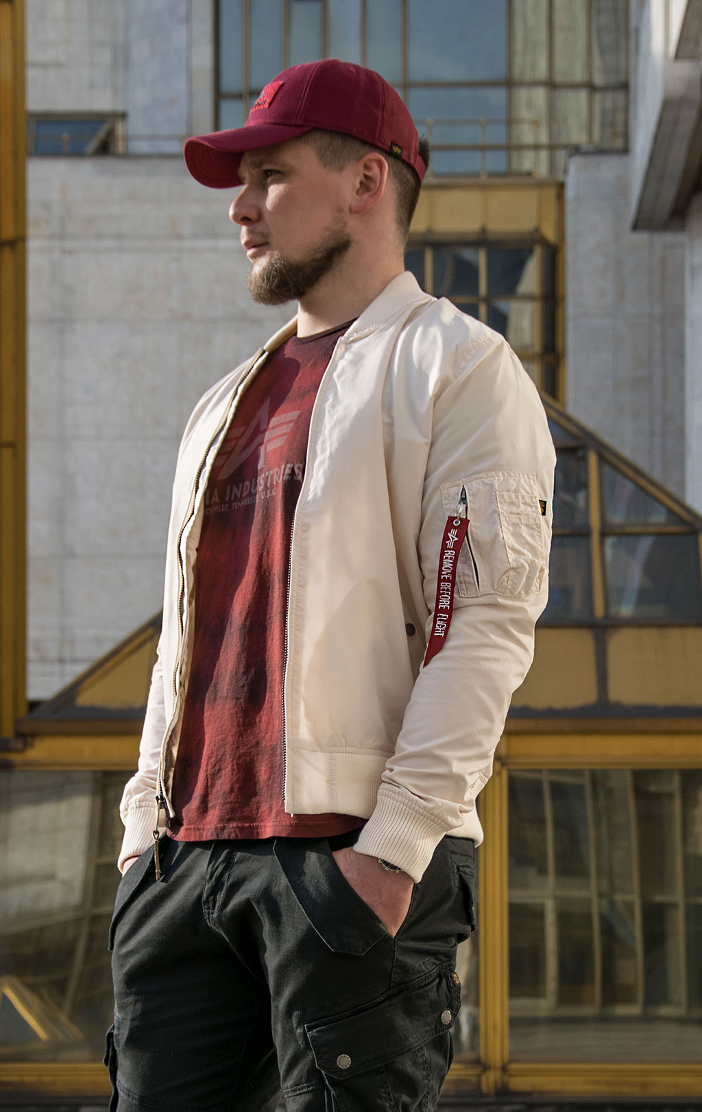 Ветровка-бомбер ALPHA INDUSTRIES MA-1 TT jet stream white 