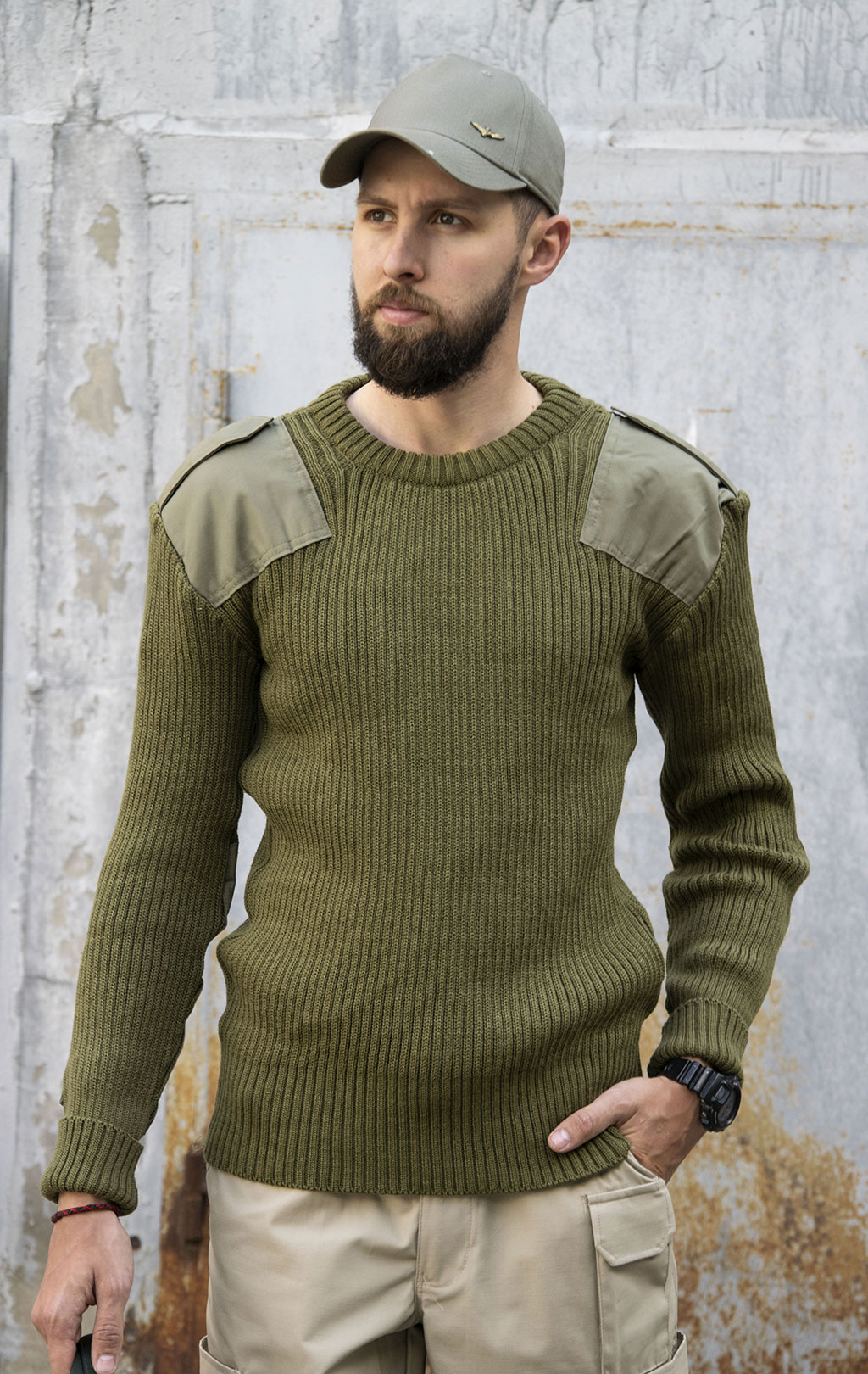 Свитер армейский MARINA MILITARE шерсть olive Италия