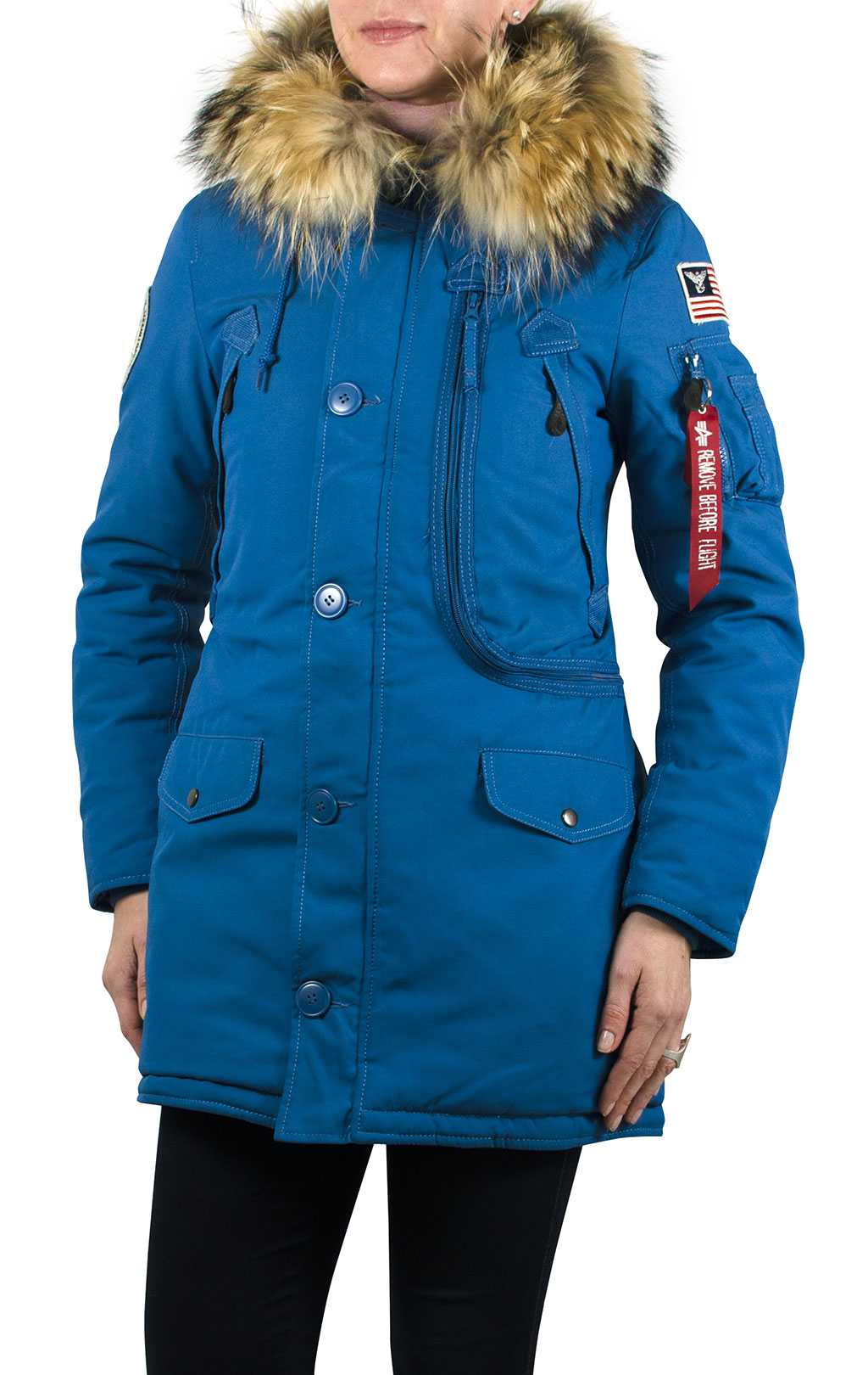 Женская аляска ALPHA INDUSTRIES POLAR натур. мех royal 
