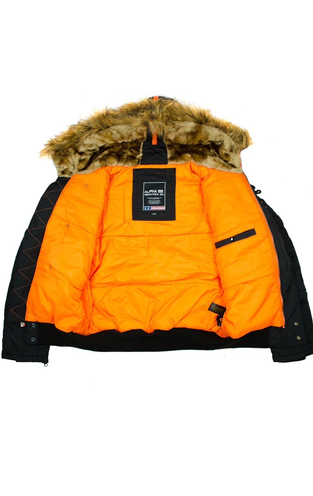 Аляска короткая ALPHA INDUSTRIES N-2B PPS black/orange 
