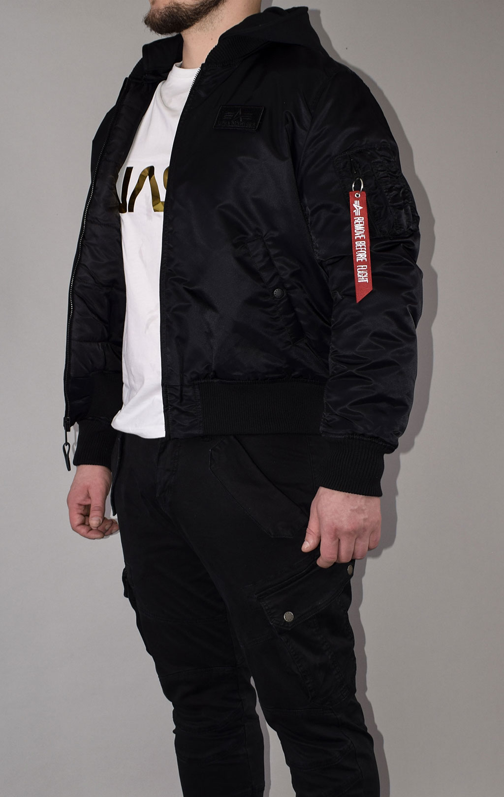 Бомбер ALPHA INDUSTRIES MA-1 ZH BACK PRINT black/yellow gold 