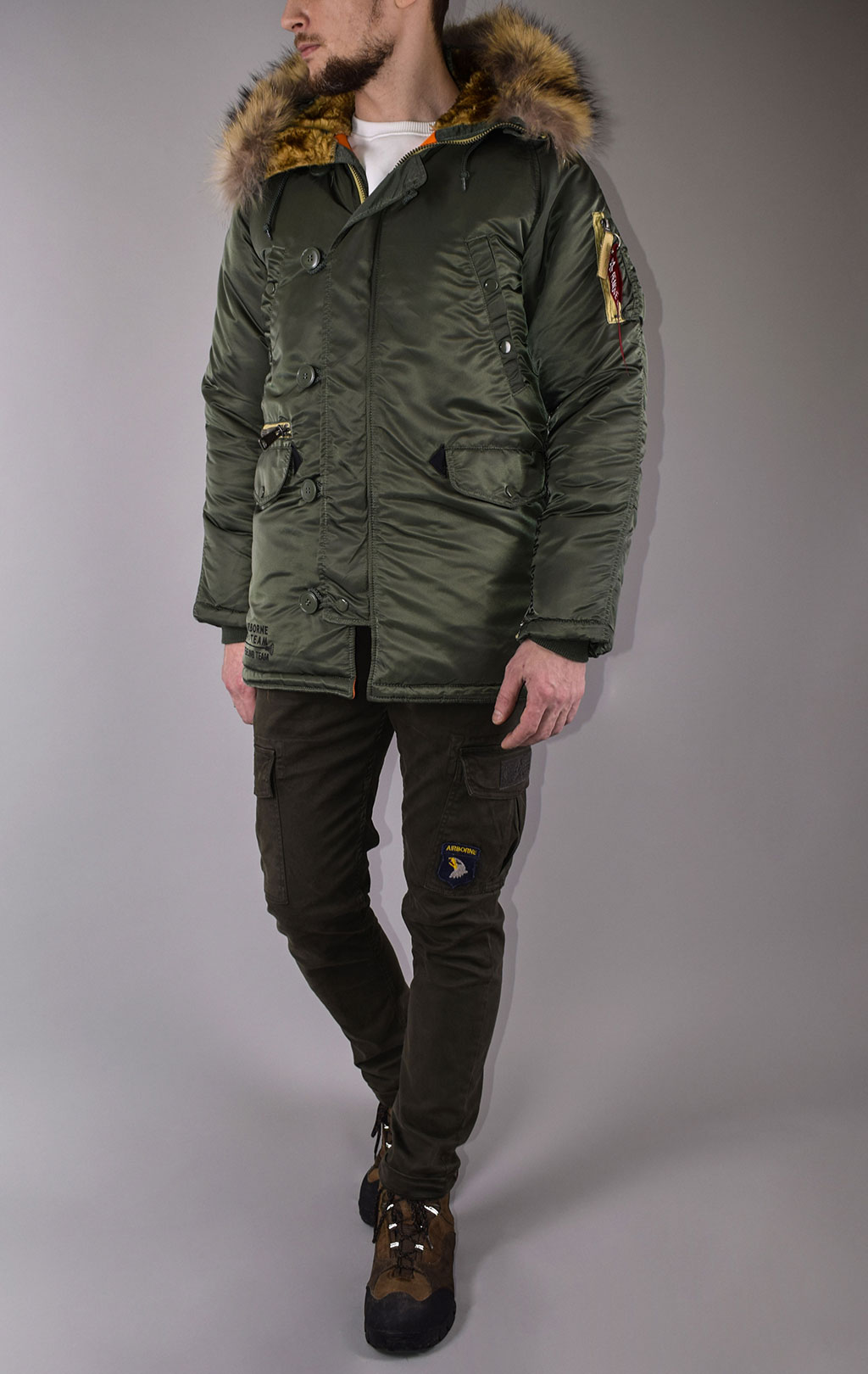 Аляска ALPHA INDUSTRIES N-3B ART VF натур. мех sage green 