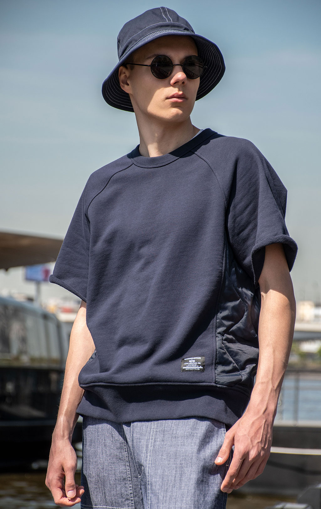 Свитшот ALPHA INDUSTRIES SHORT SLEEVE SWEATSHIRT SS 24 m replica blue 