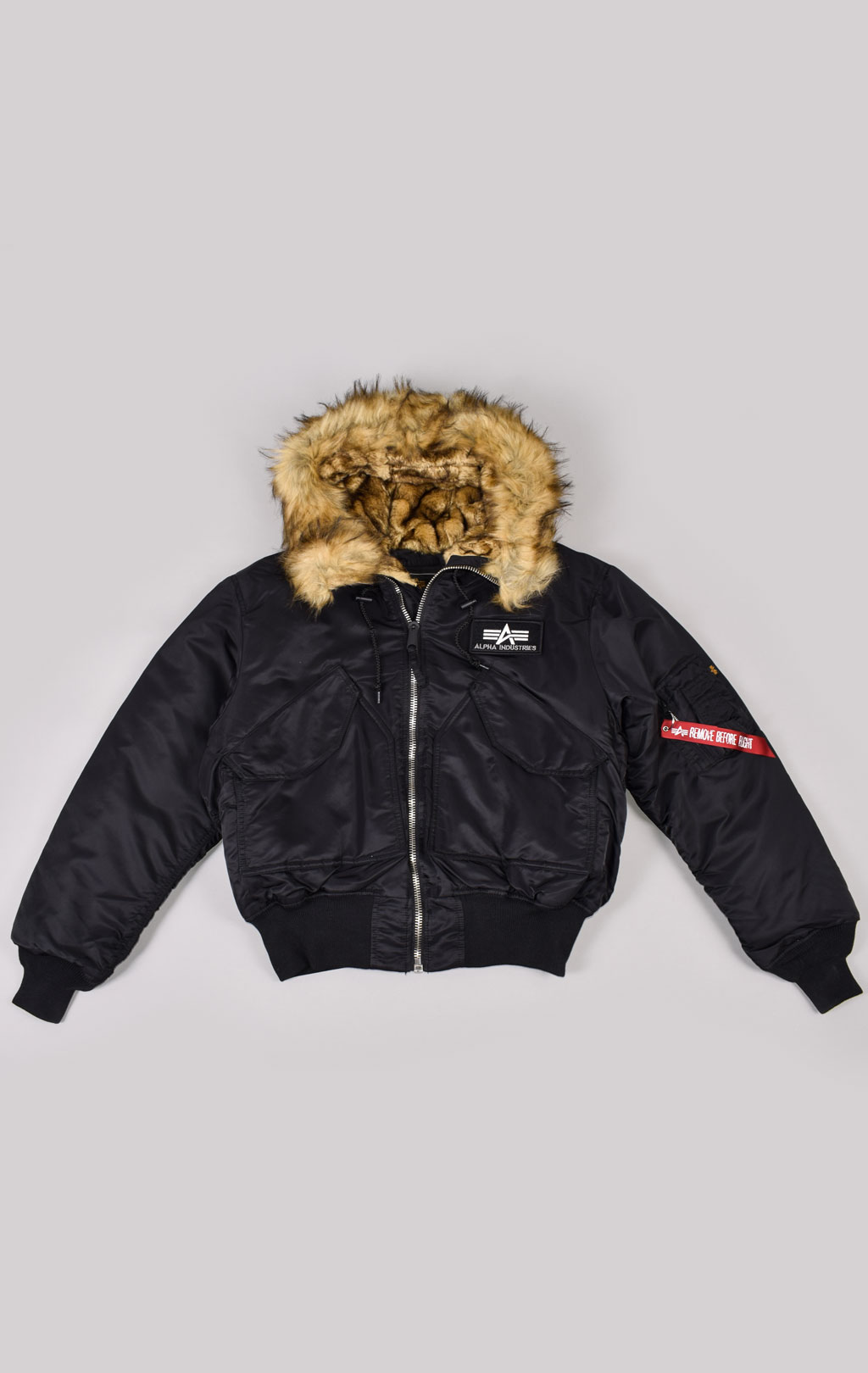 Аляска короткая ALPHA INDUSTRIES 45P HOODED CUSTOM black/reflective 