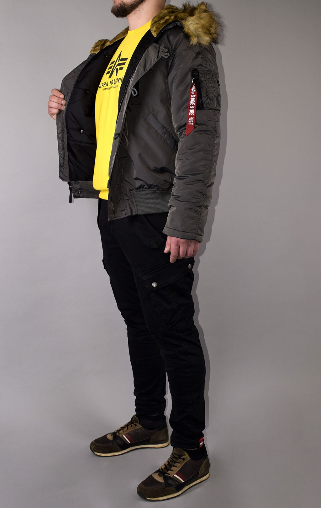 Аляска короткая ALPHA INDUSTRIES N-2B PPS grey black 