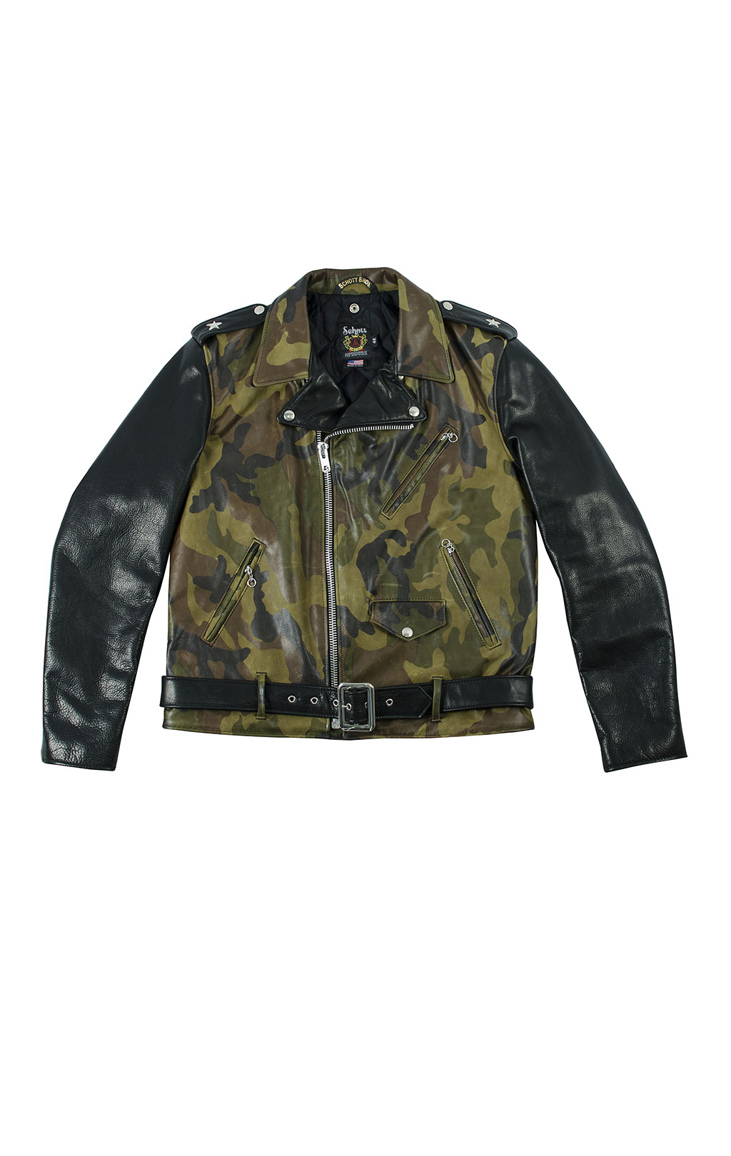 Куртка-косуха SCHOTT NYC MOTORCYCLE JCT кожа camo olive (611UST) 