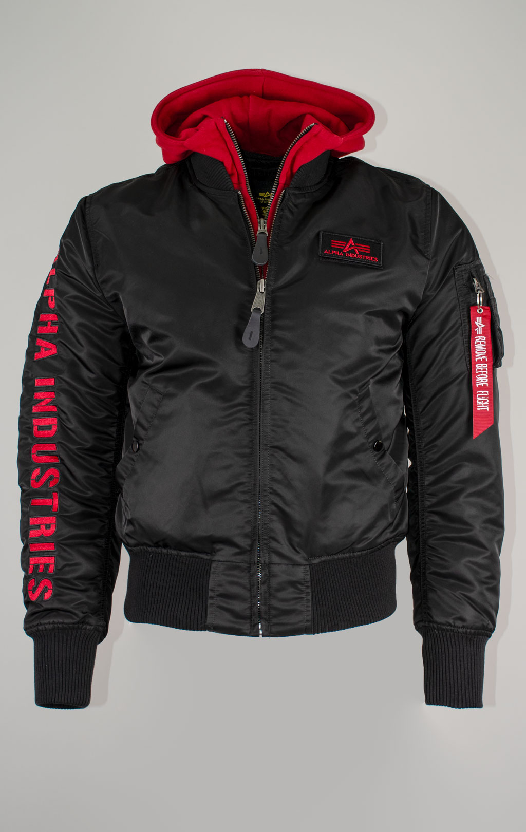 Куртка-бомбер лётная ALPHA INDUSTRIES MA-1 D-Tec SE black/red 
