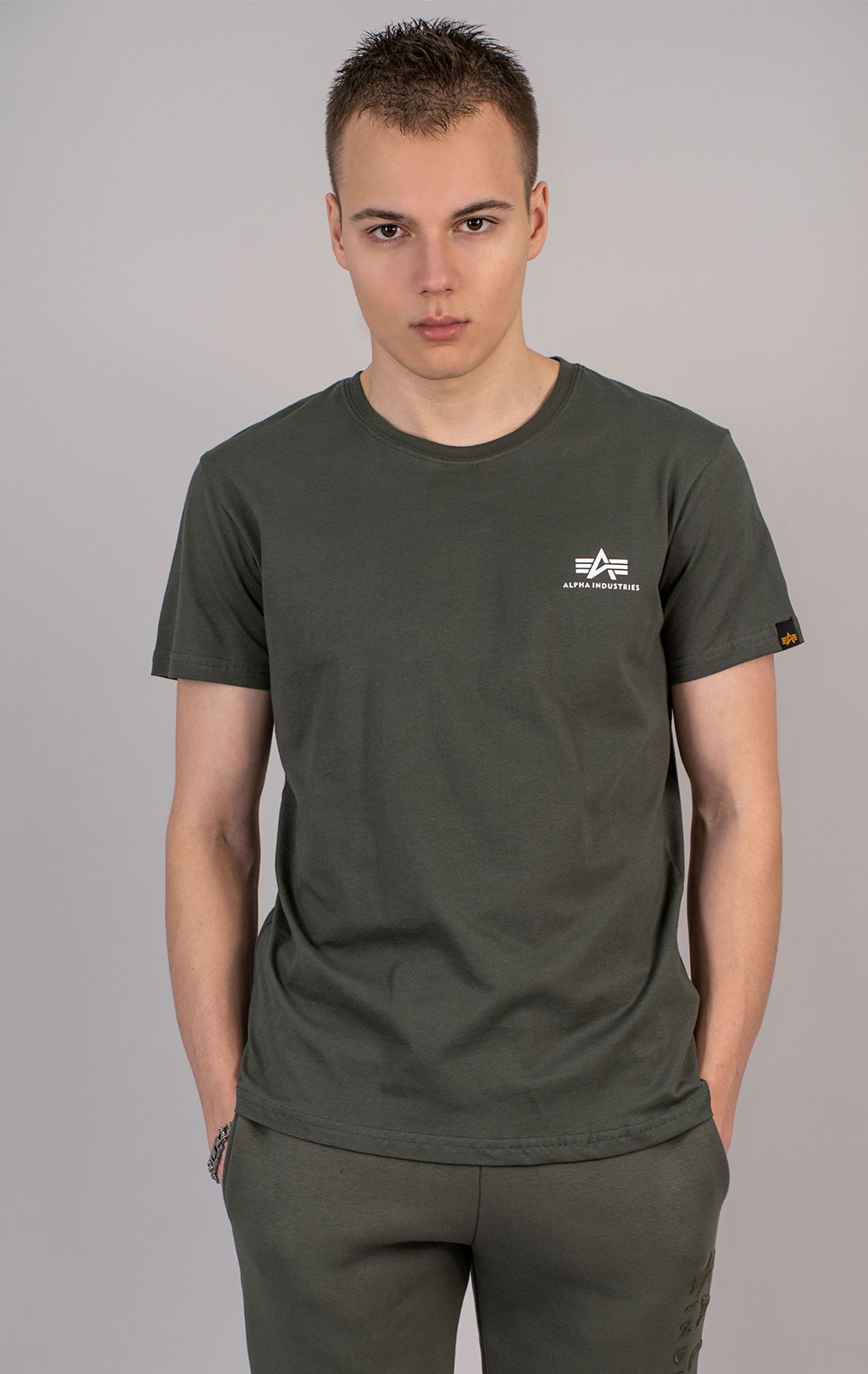 Футболка ALPHA INDUSTRIES BASIC T SMALL LOGO dark olive 