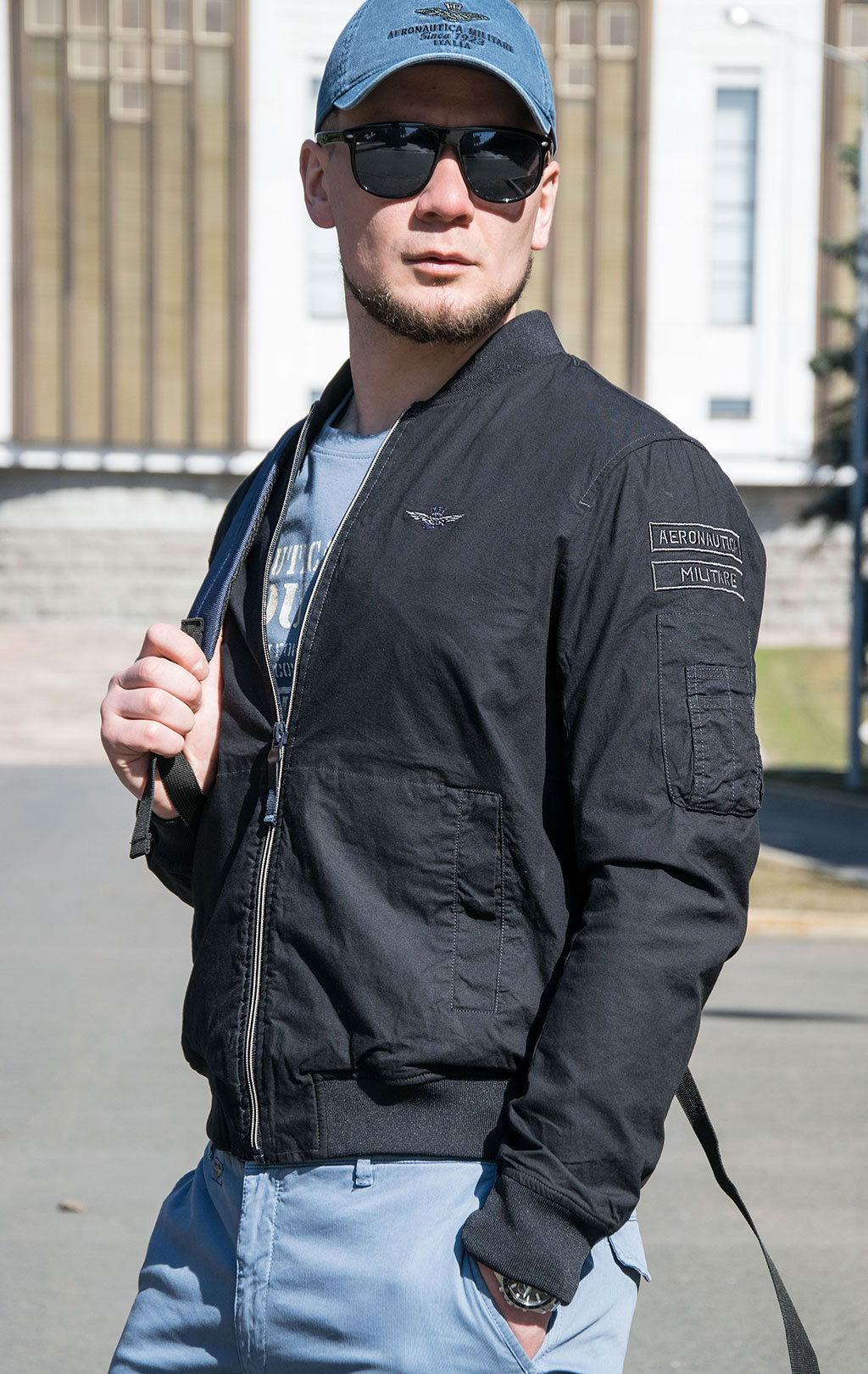 Ветровка-бомбер AERONAUTICA MILITARE SS 23 m/TR blue black (AB 2089) 