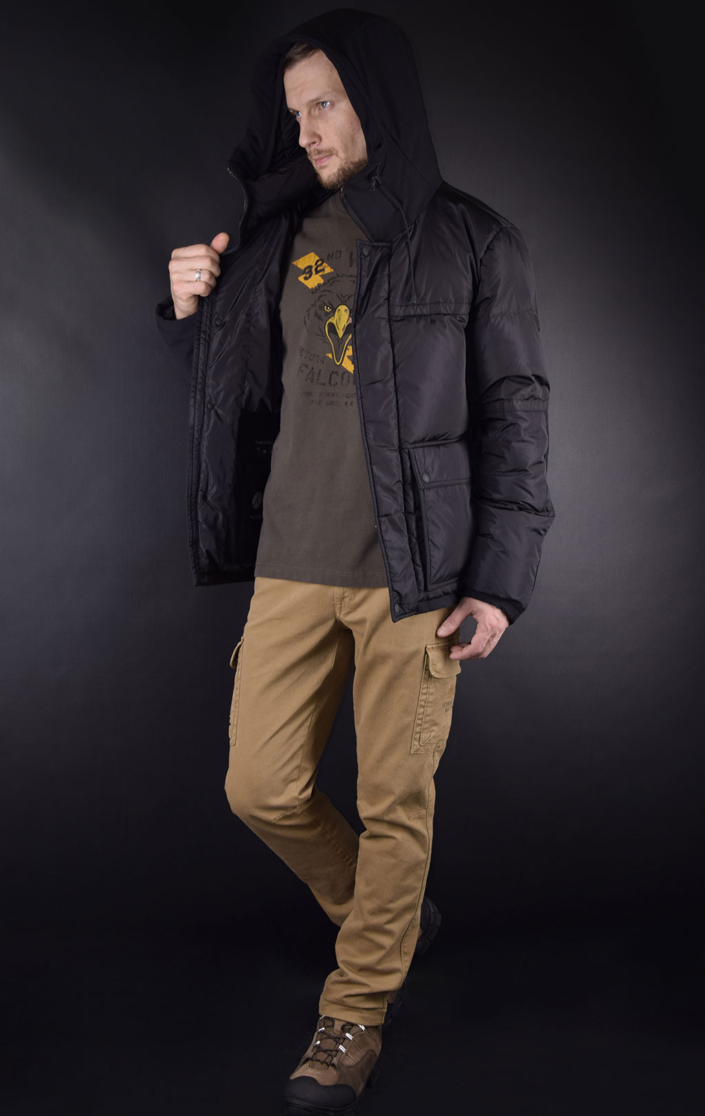 Куртка-пуховик PEOPLE OF SHIBUYA NOBLE PM822 army black 