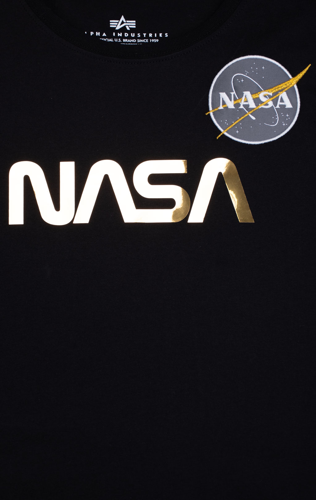 Женская футболка ALPHA INDUSTRIES NASA PM T black/gold 