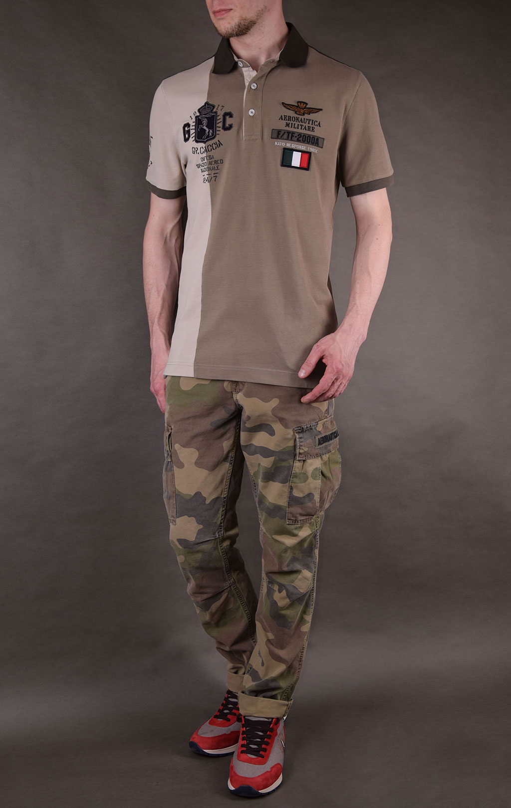 Футболка-поло AERONAUTICA MILITARE SS19 corda/salvia (PO 1345) 