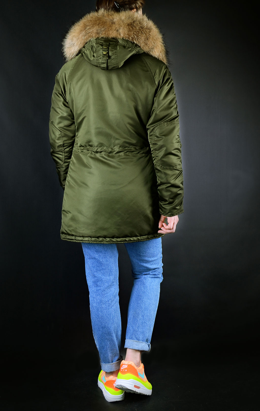 Женская аляска ALPHA INDUSTRIES N-3B VF 59 натур. мех dark green 