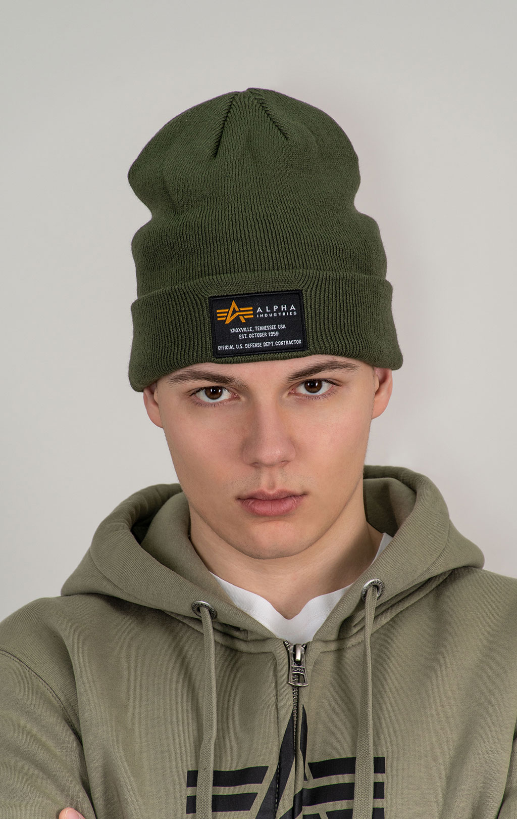 Шапка ALPHA INDUSTRIES CREW BEANIE dark green 