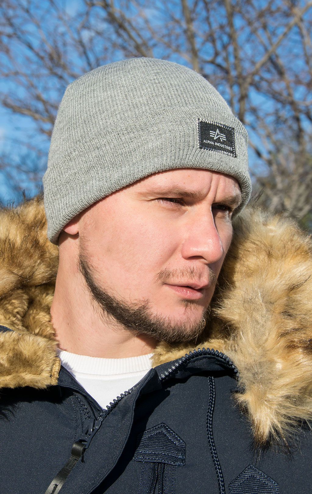 Шапка ALPHA INDUSTRIES X-FIT BEANIE grey heather 