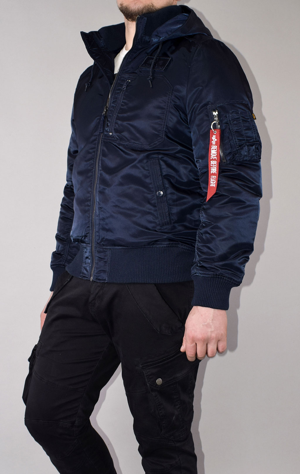 Куртка-бомбер лётная ALPHA INDUSTRIES MA-1 HOODED RIB FW 21 m replica blue 