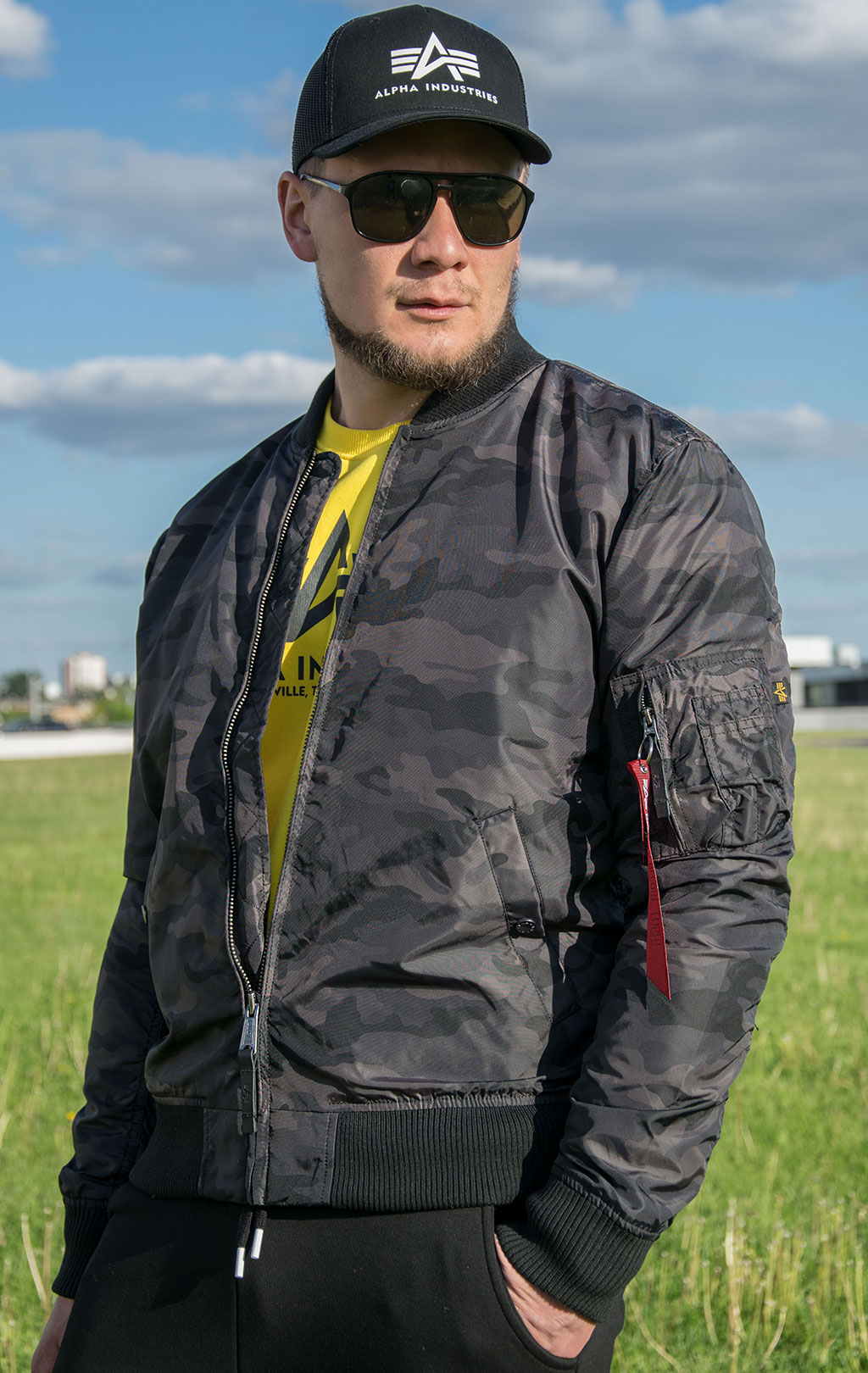 Ветровка-бомбер ALPHA INDUSTRIES MA-1 TT black camo 