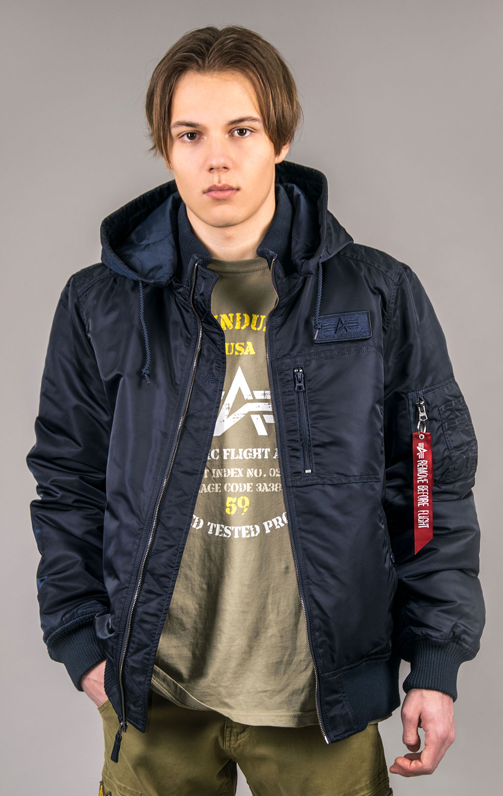Куртка-бомбер лётная ALPHA INDUSTRIES MA-1 HOODED RIB FW 21 m replica blue 