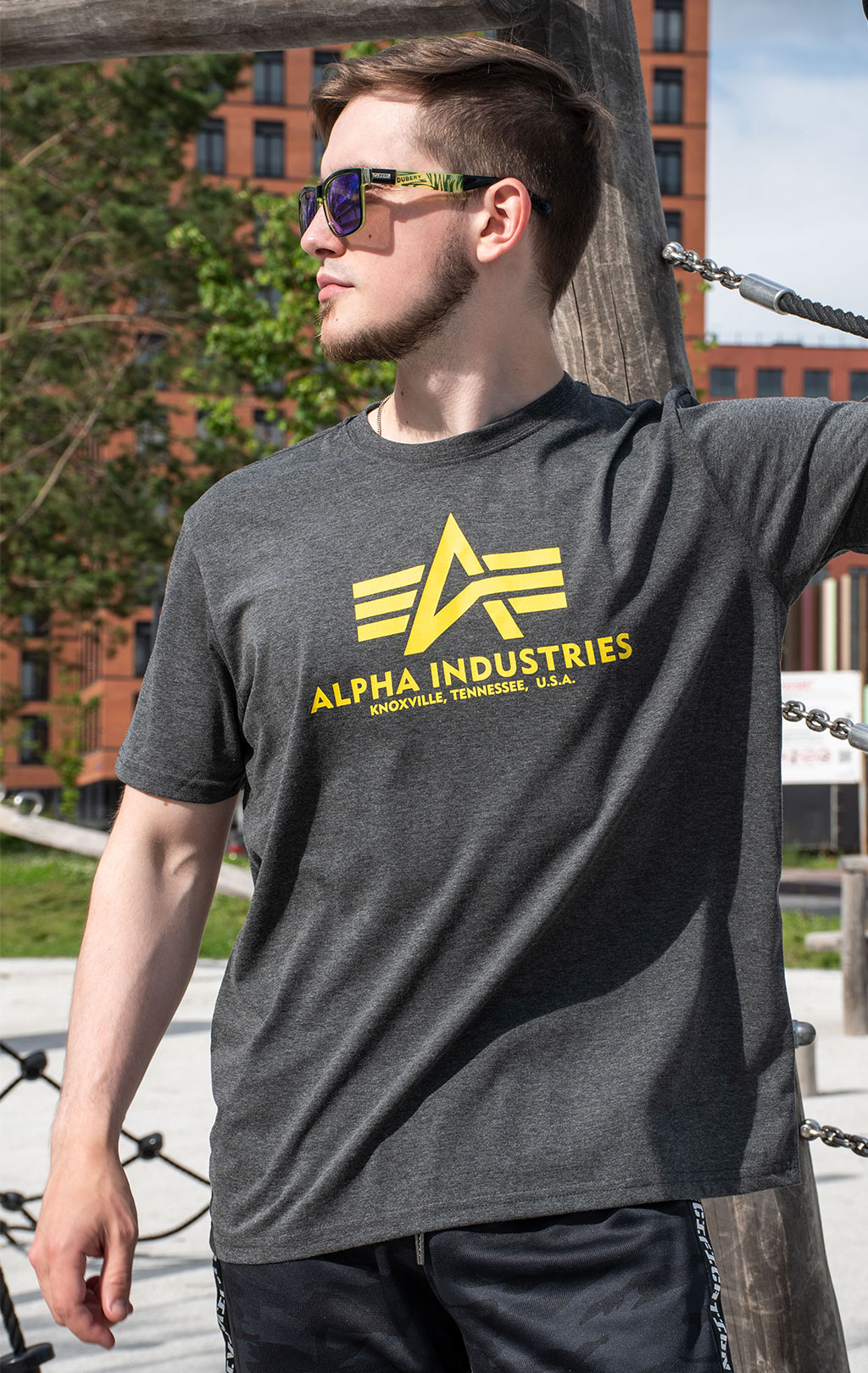 Футболка ALPHA INDUSTRIES BASIC T charcoal heather 
