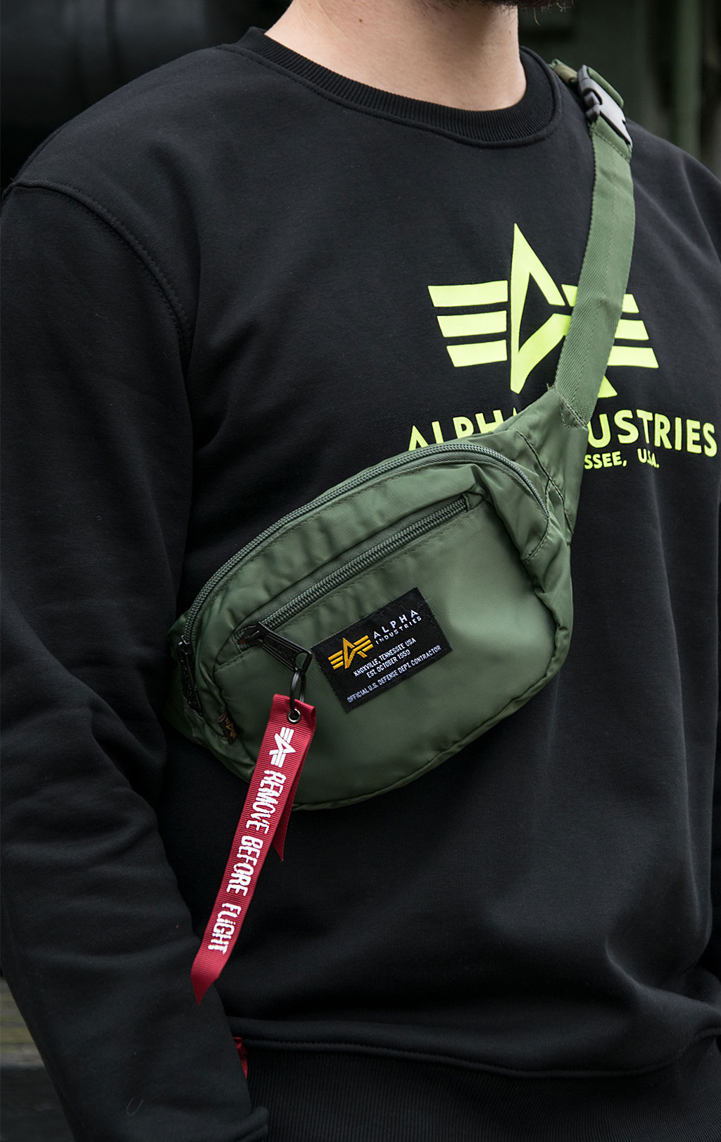 Сумка поясная ALPHA INDUSTRIES CREW WAIST BAG sage green 