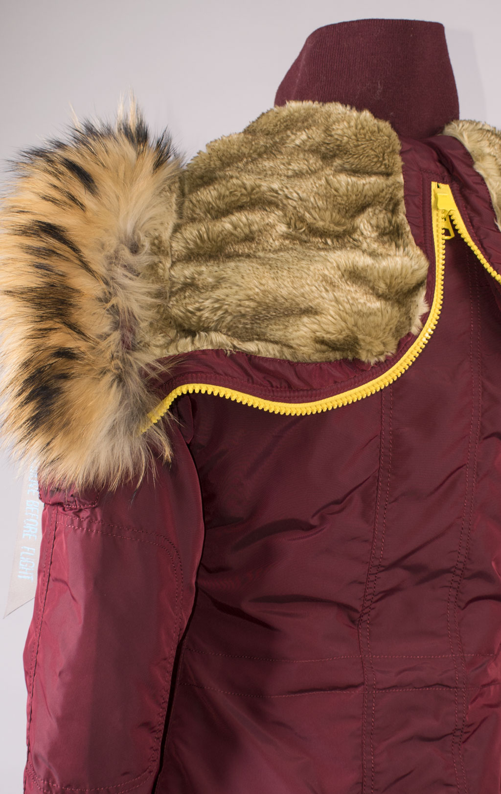 Женская аляска ALPHA INDUSTRIES N-3B PPS натур. мех burgundy 