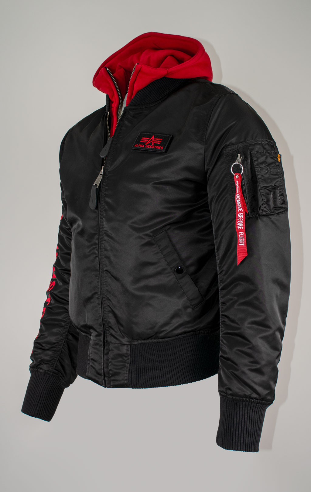 Куртка-бомбер лётная ALPHA INDUSTRIES MA-1 D-Tec SE black/red 