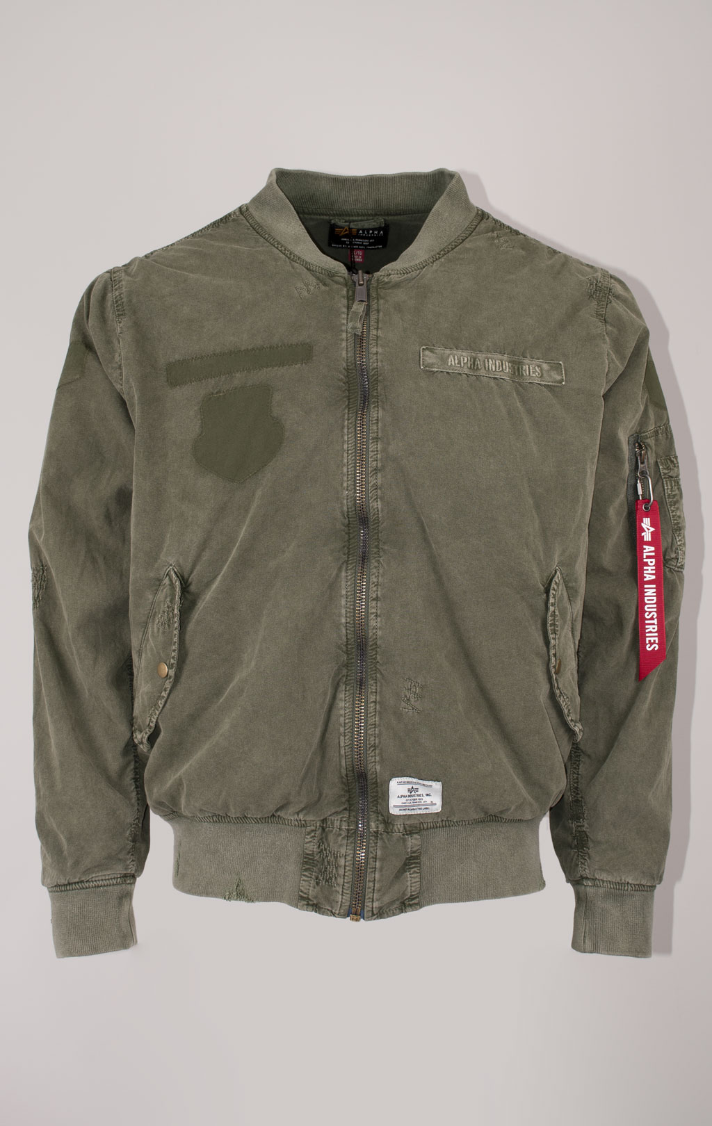 Бомбер-ветровка ALPHA INDUSTRIES L-2B RIP AND REPAIR FLIGHT JACKET SS 24 m OG-107 green 