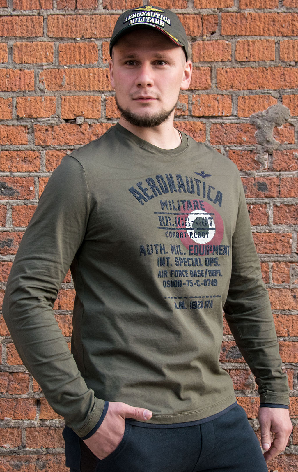 Лонгслив AERONAUTICA MILITARE FW 20/21/TR verde scuro (TS 1826) 