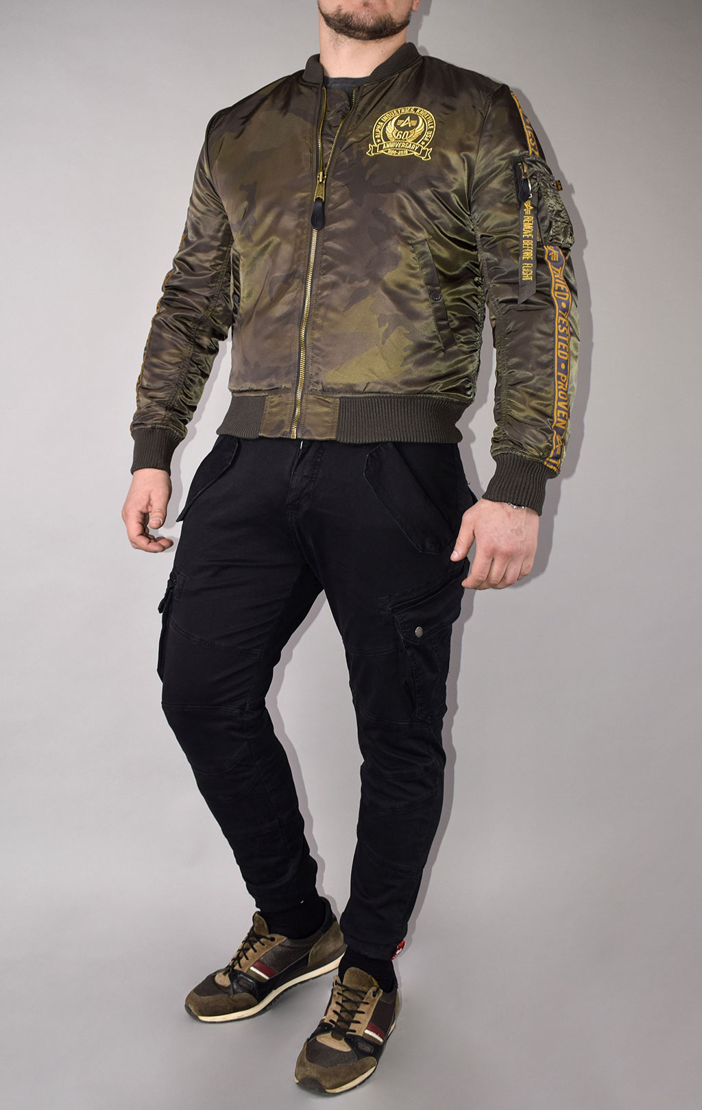 Бомбер ALPHA INDUSTRIES MA-1 60TH ANNIVERSARY dark olive camo 