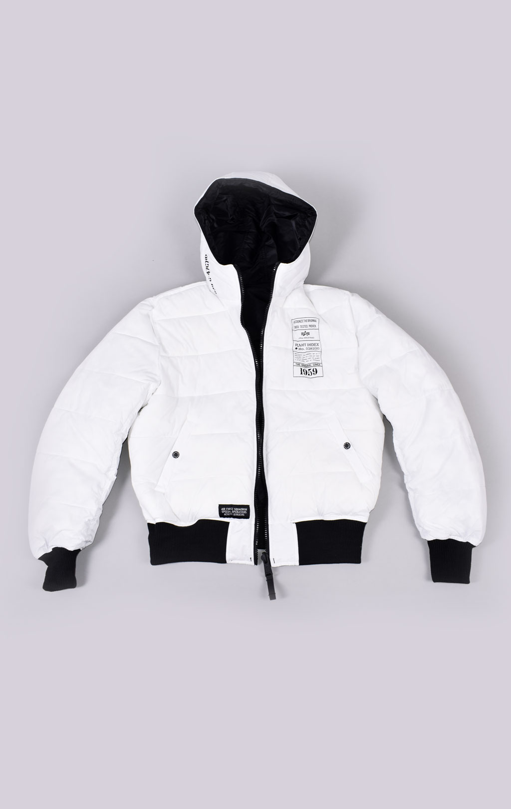 Куртка ALPHA INDUSTRIES HOODED PUFFER FD REV. black/white 