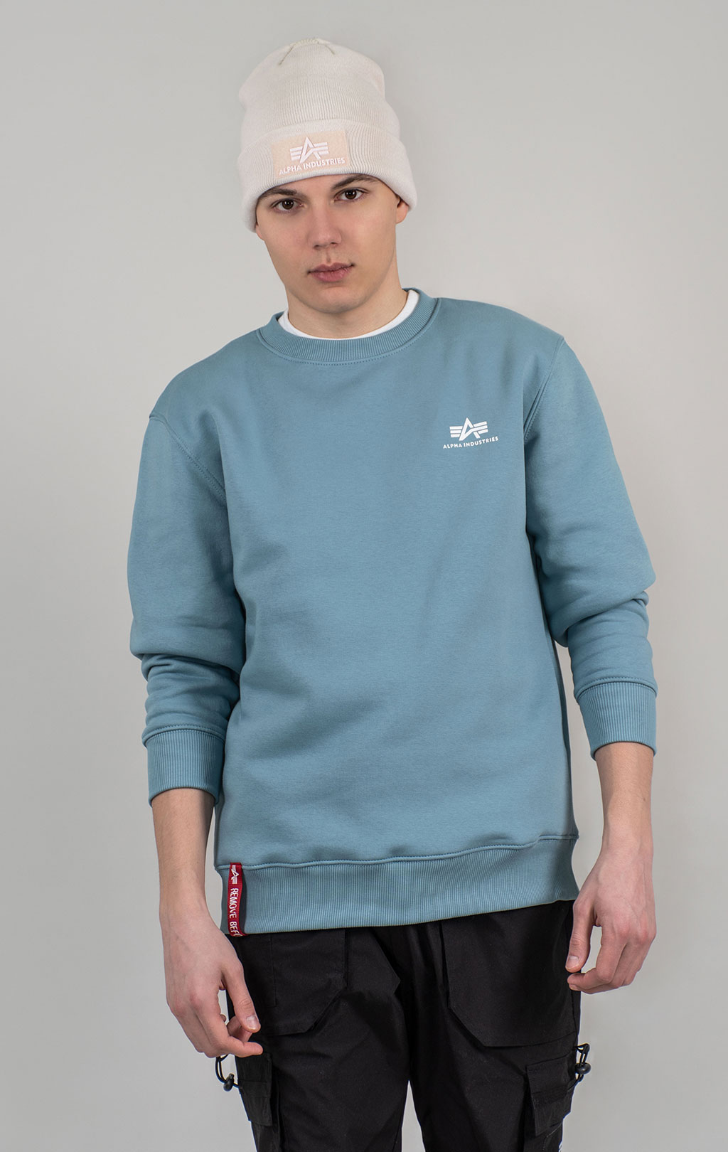 Свитшот ALPHA INDUSTRIES BASIC SWEATER SMALL LOGO greyblue 
