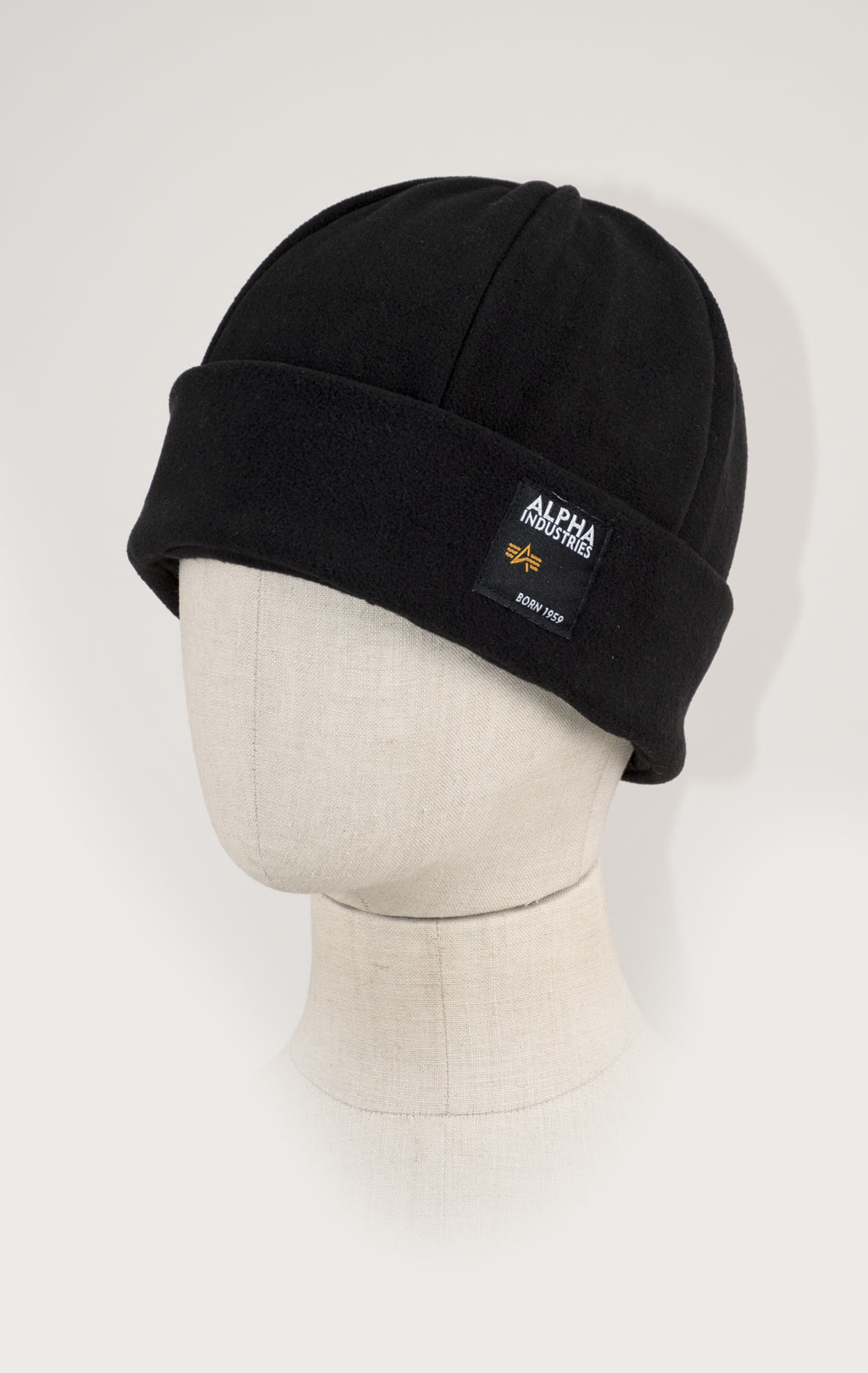 Шапка ALPHA INDUSTRIES LABEL FLEECE BEANIE black 