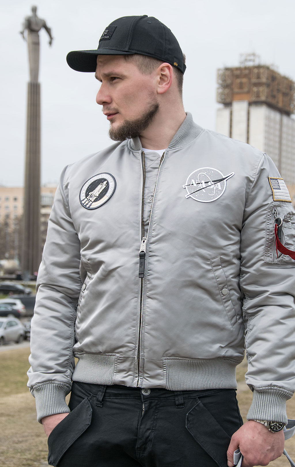 Бомбер ALPHA INDUSTRIES MA-1 VF NASA silver 