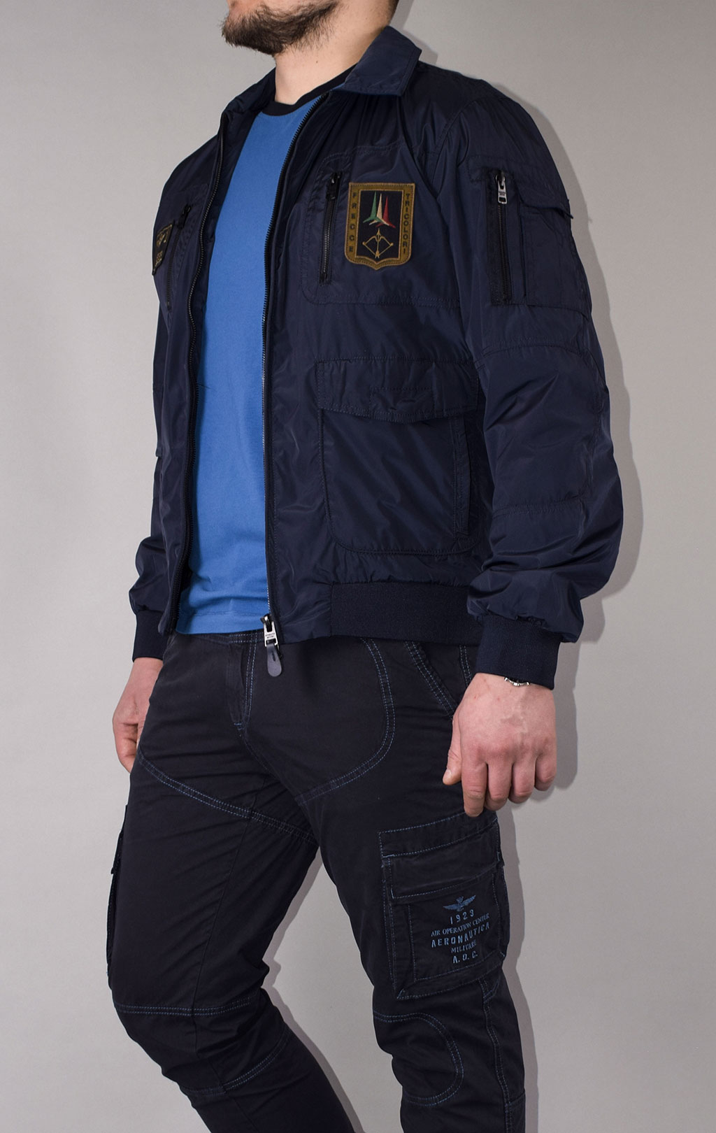 Ветровка-бомбер AERONAUTICA MILITARE SS 21 m/CN blue navy (AB 1719) 