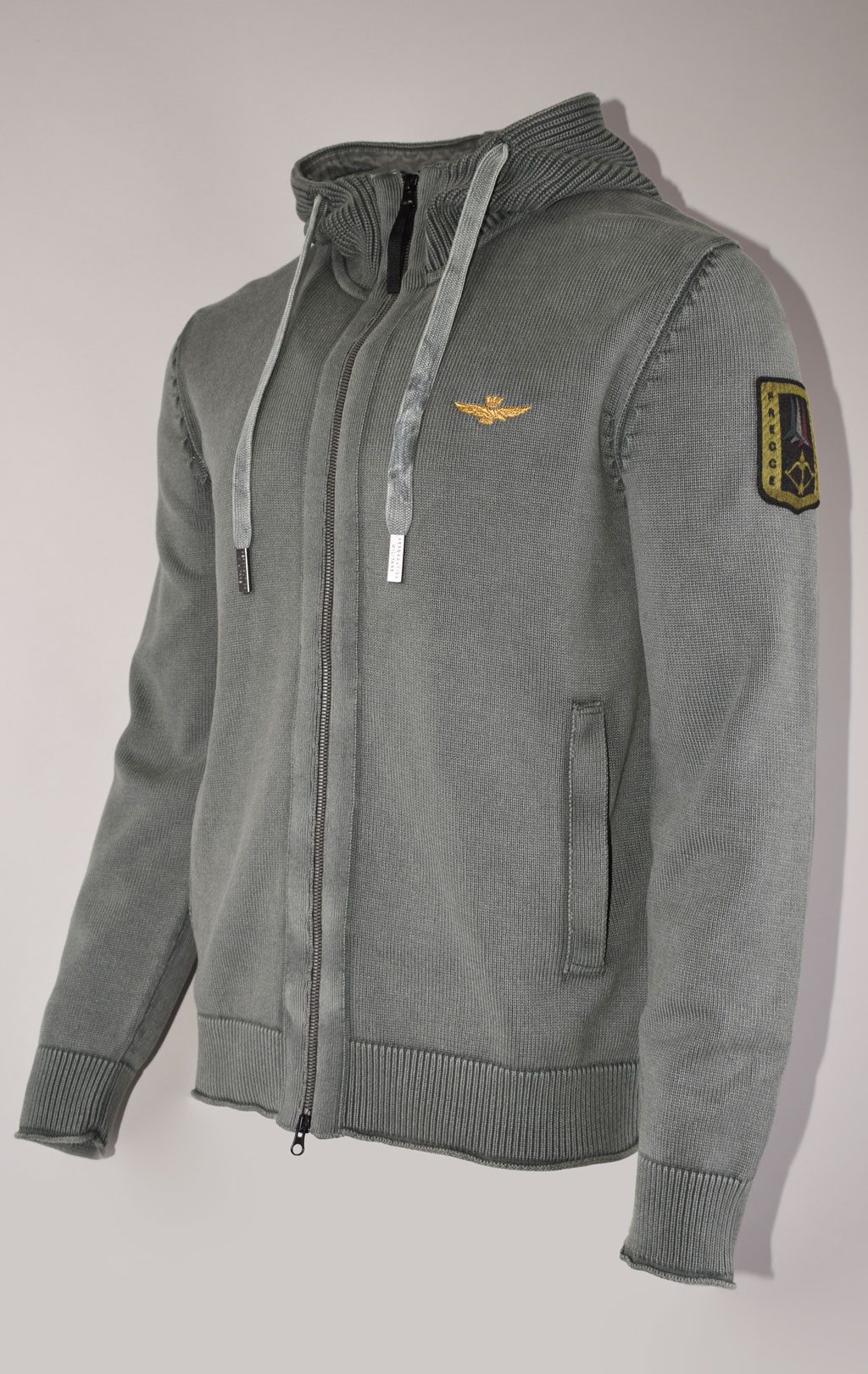 Свитер с капюшоном на молнии AERONAUTICA MILITARE FW 22/23/IN verdone (MA 1406) 