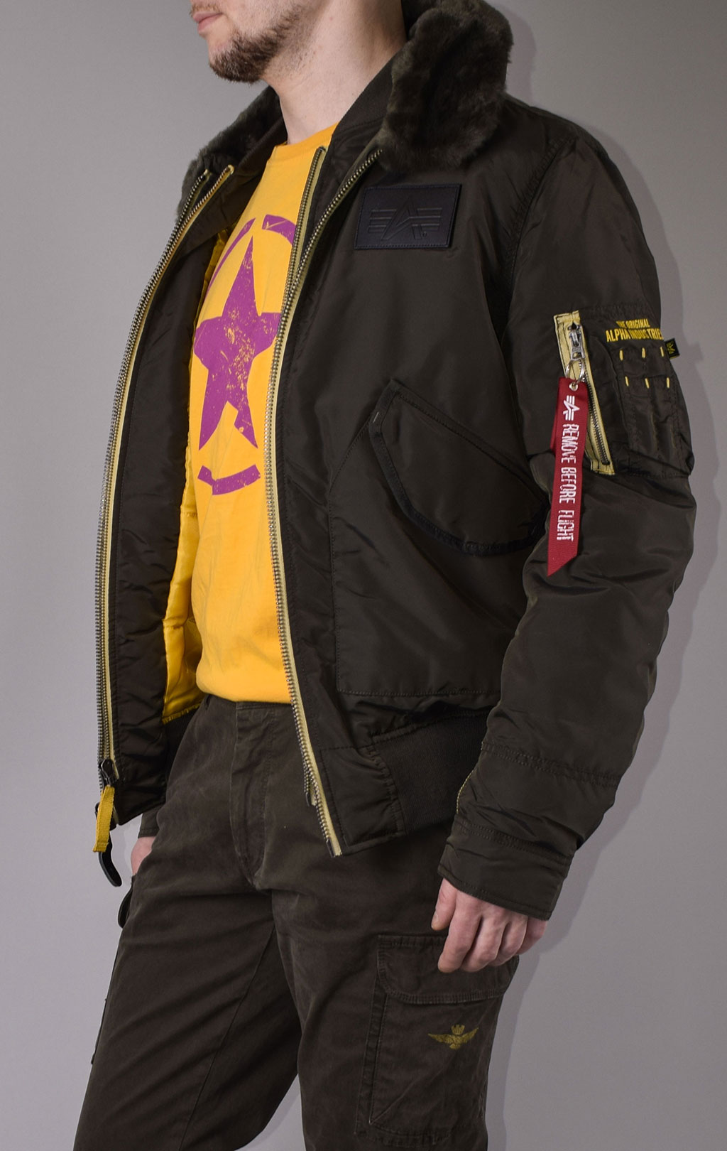 Куртка-пилот ALPHA INDUSTRIES B-15 AIR FRAME rep. grey 