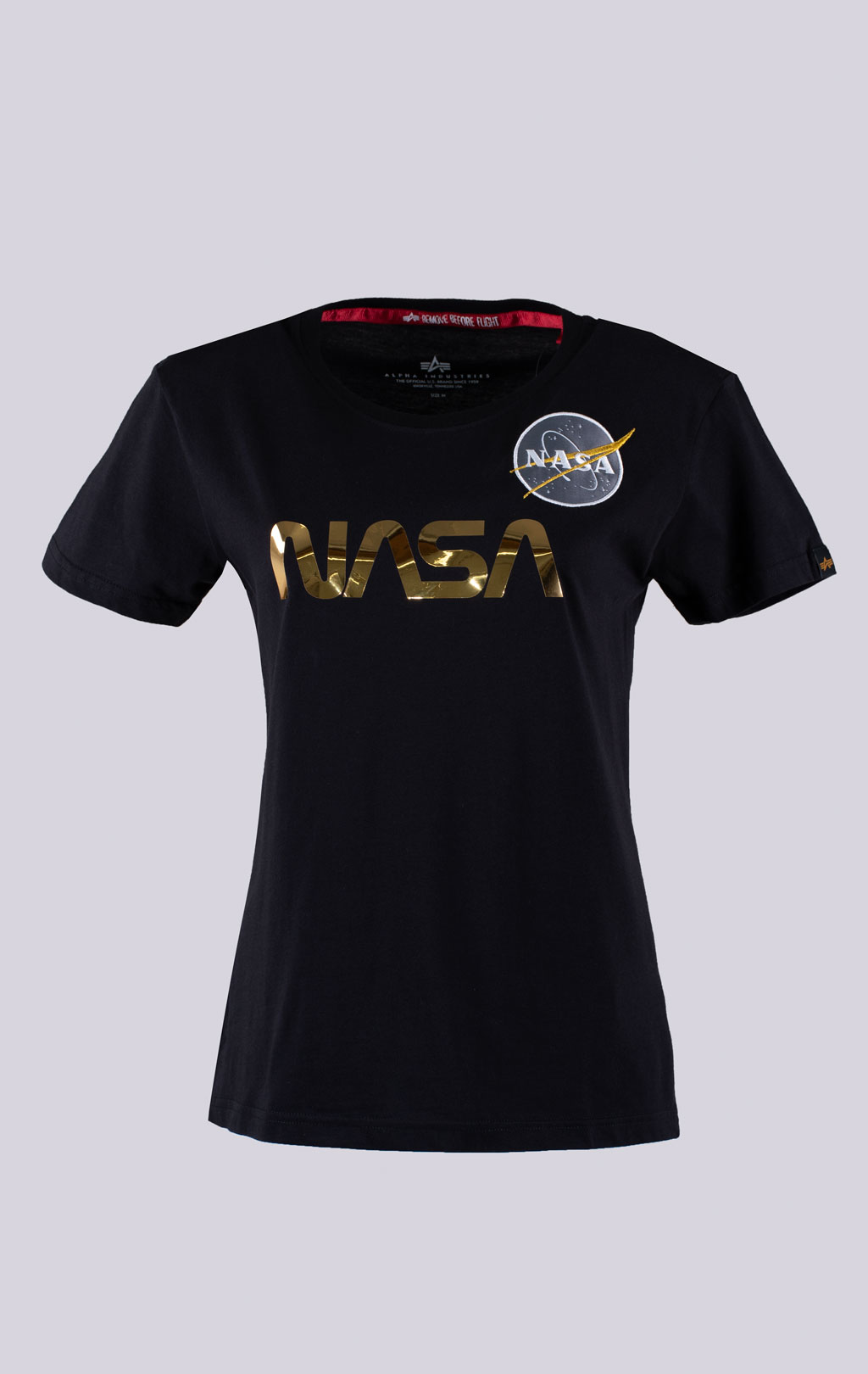 Женская футболка ALPHA INDUSTRIES NASA PM T black/gold 