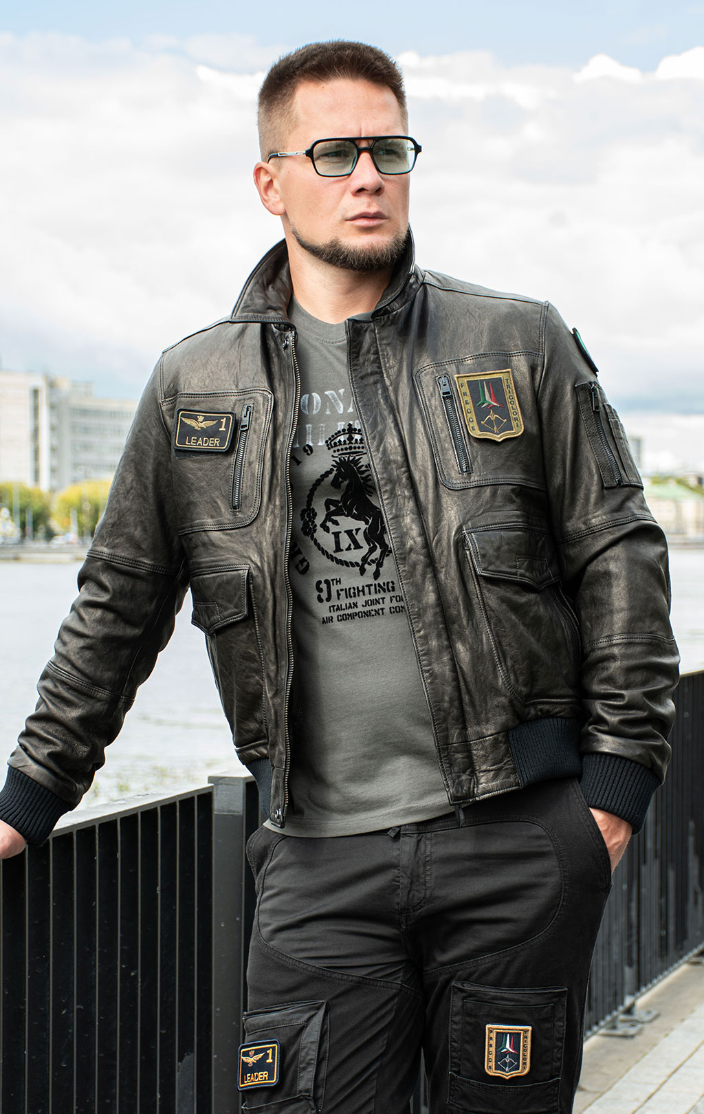 Куртка-пилот AERONAUTICA MILITARE кожа FW 25/26/IT nero (PN 0846) 