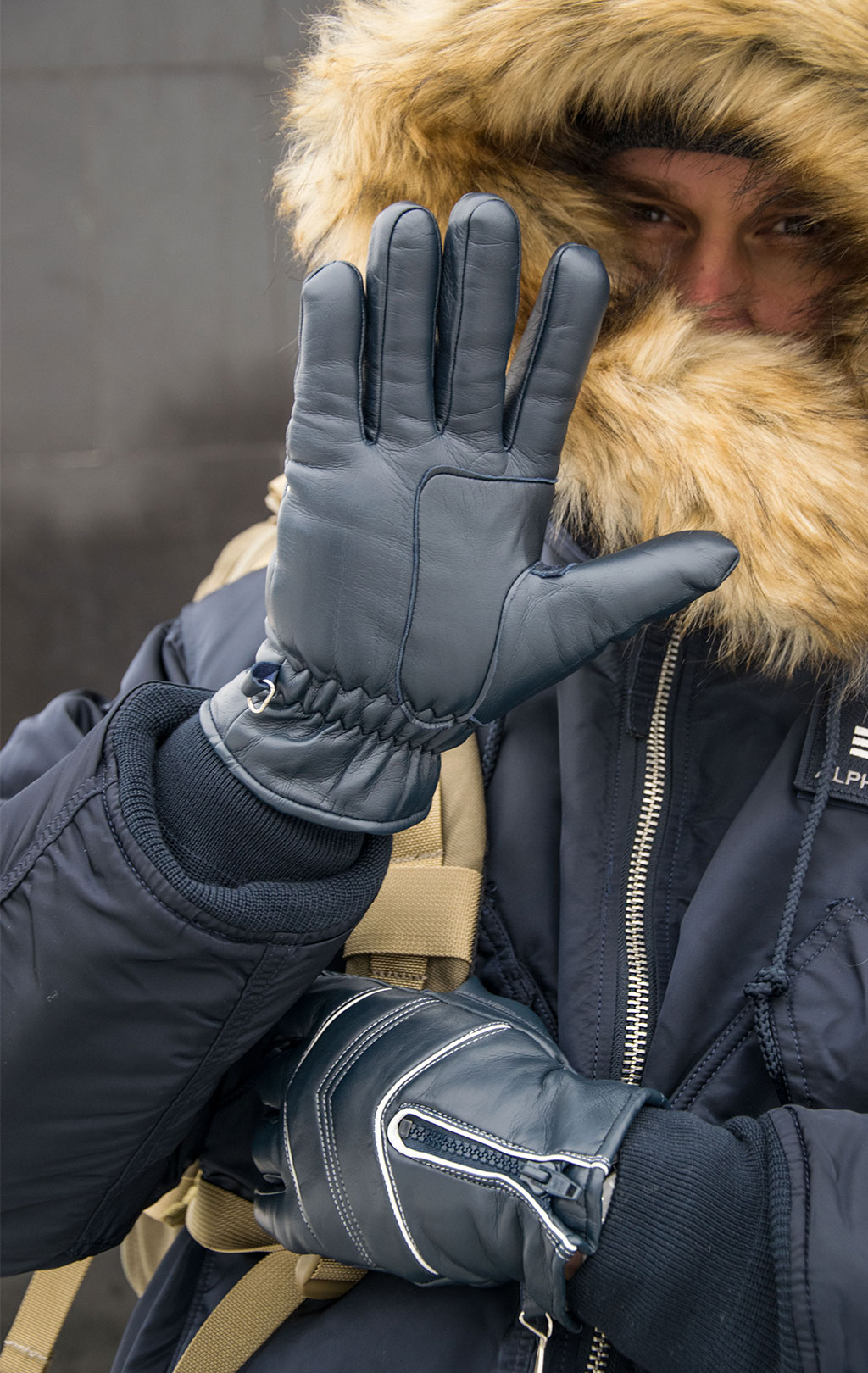 Перчатки утеплённые ALPINE TROOPS navy Франция