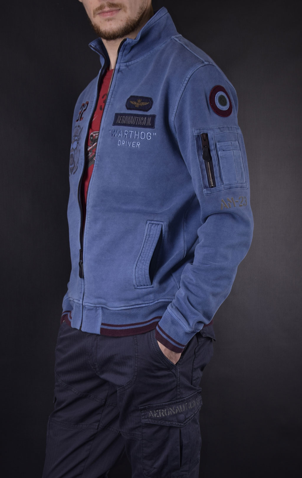 Толстовка AERONAUTICA MILITARE SS19 blue aperto (FE 1373) 