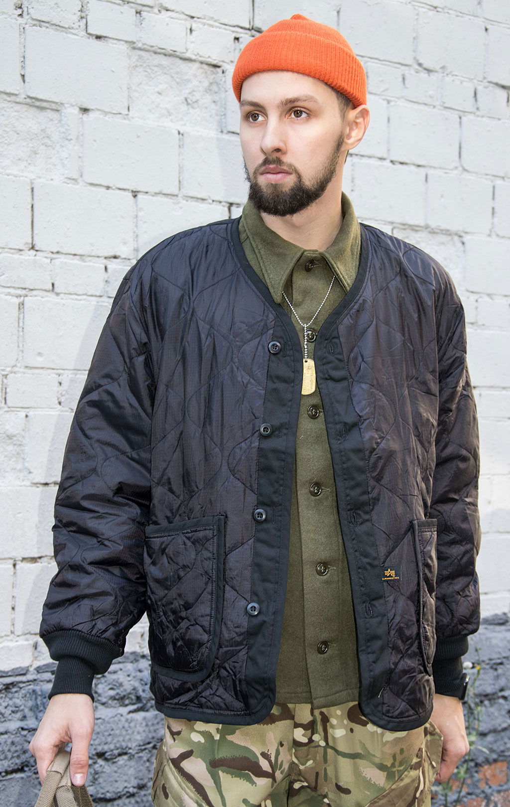 Куртка-подстёжка ALPHA INDUSTRIES M-65 CLASSIC big size с карманами и манжетами black 