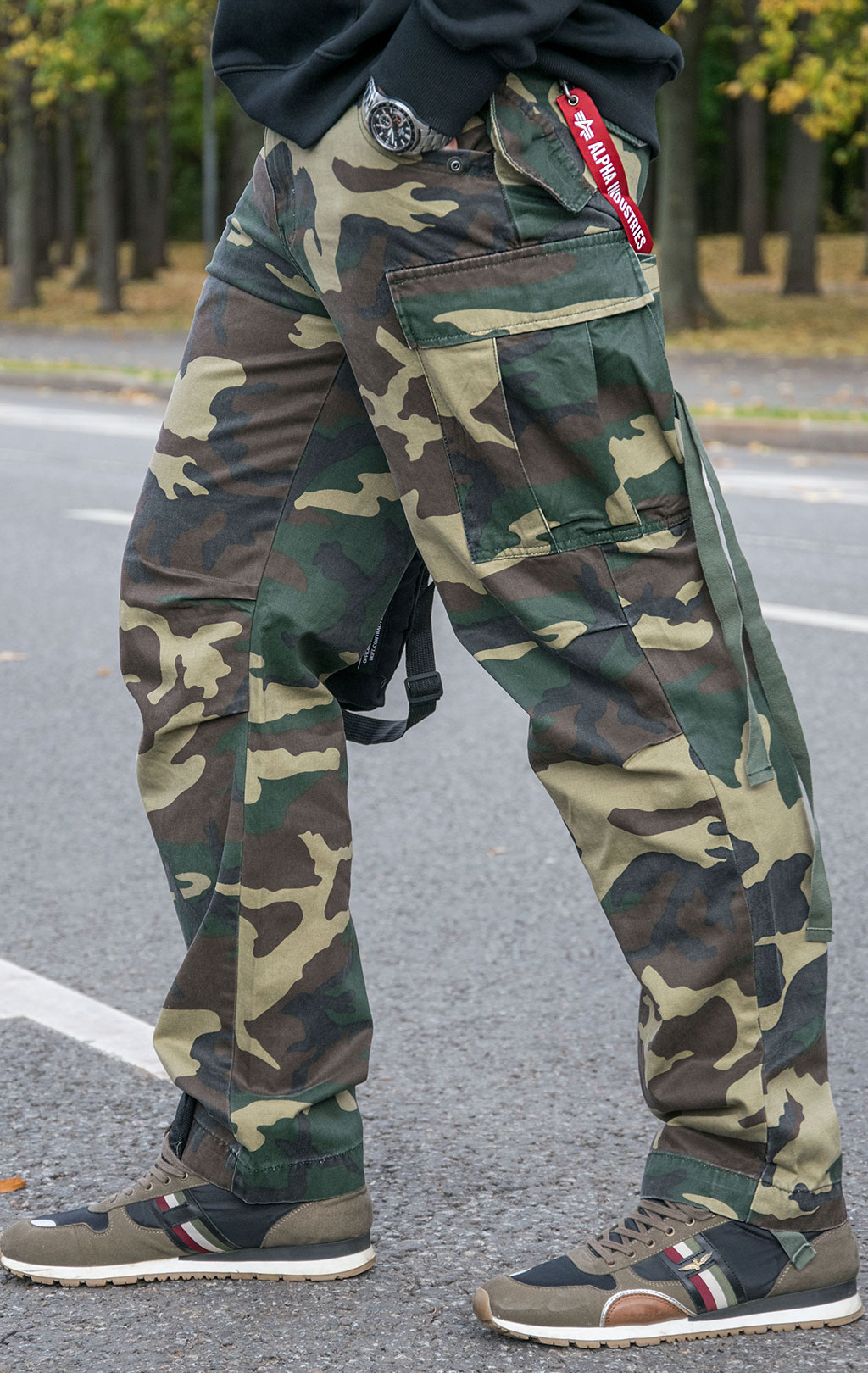 Брюки-карго парашюты ALPHA INDUSTRIES M-65 PANT плотные camo woodland 