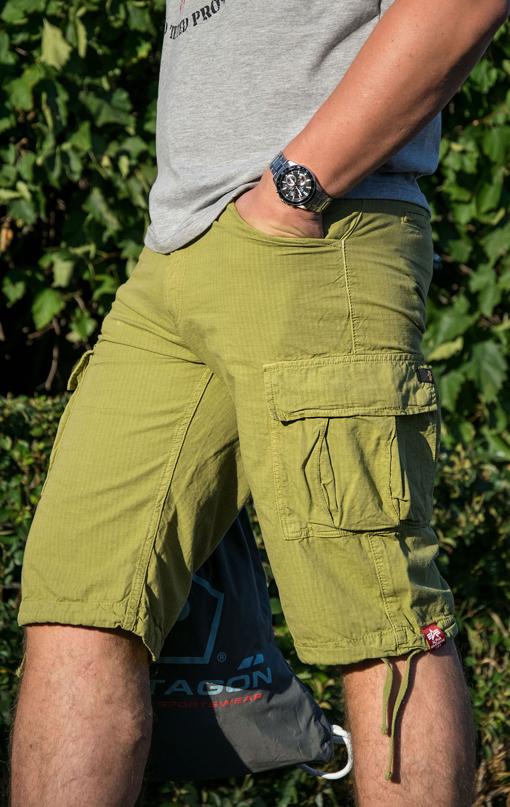 Шорты карго ALPHA INDUSTRIES rip-stop khaki green 