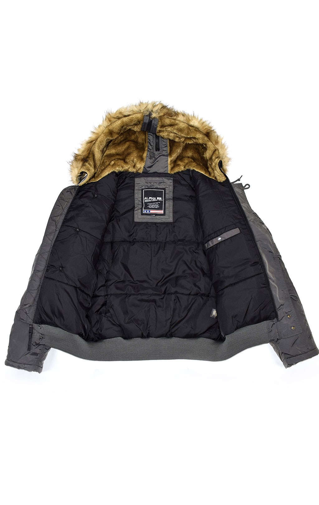 Аляска короткая ALPHA INDUSTRIES N-2B PPS grey black 