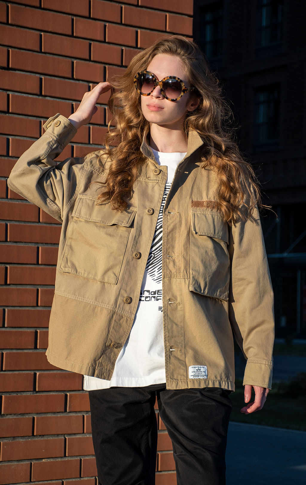 Ветровка ALPHA INDUSTRIES MIXED MEDIA SHIRT JACKET SS 23 m vintage khaki 