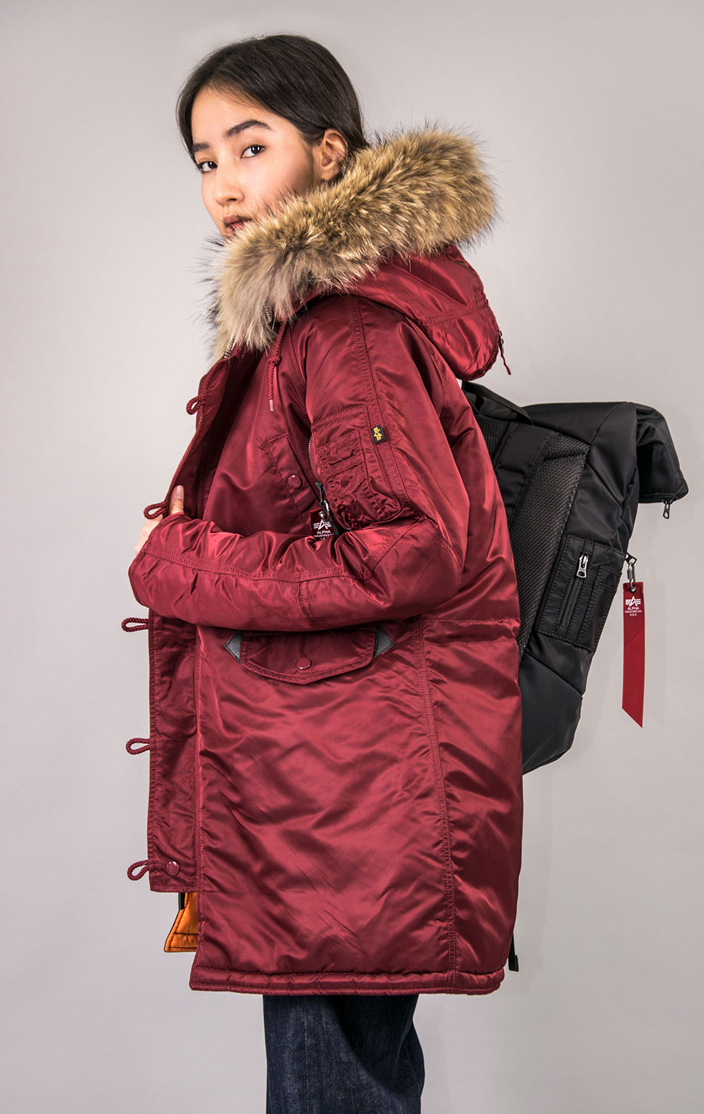Женская аляска ALPHA INDUSTRIES N-3B CLASSIC original fit натур. мех FW 21 m commander red 