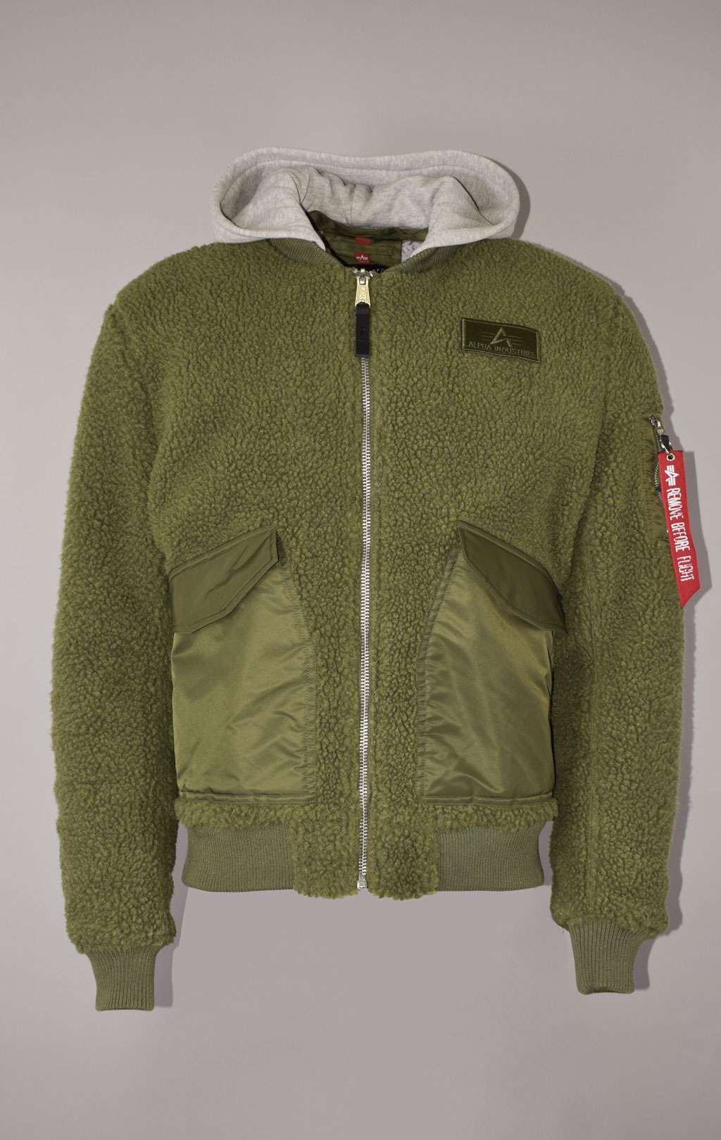 Куртка лётная ALPHA INDUSTRIES CWU ZIP HOODY TEDDY sage green 