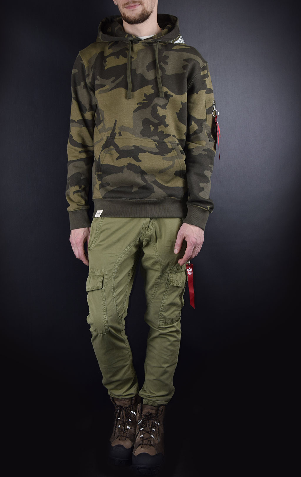 Толстовка ALPHA INDUSTRIES PRINTED TAPE HOODY olive camo 