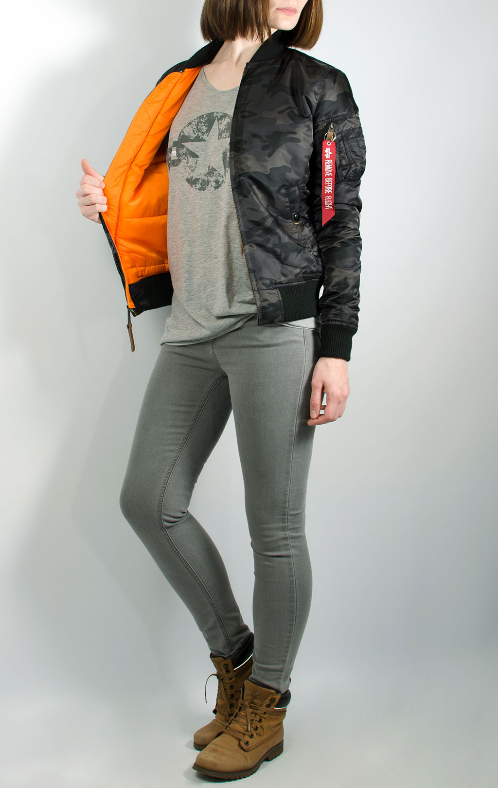 Женский бомбер ALPHA INDUSTRIES MA-1 VF 59 black camo 