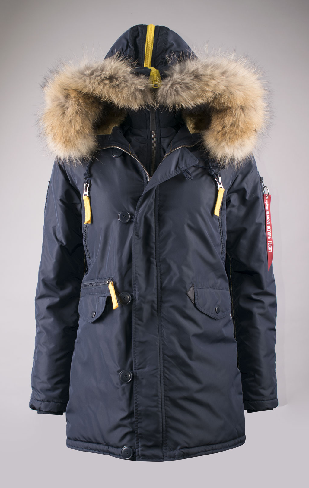 Женская аляска ALPHA INDUSTRIES N-3B PPS натур. мех rep. blue 